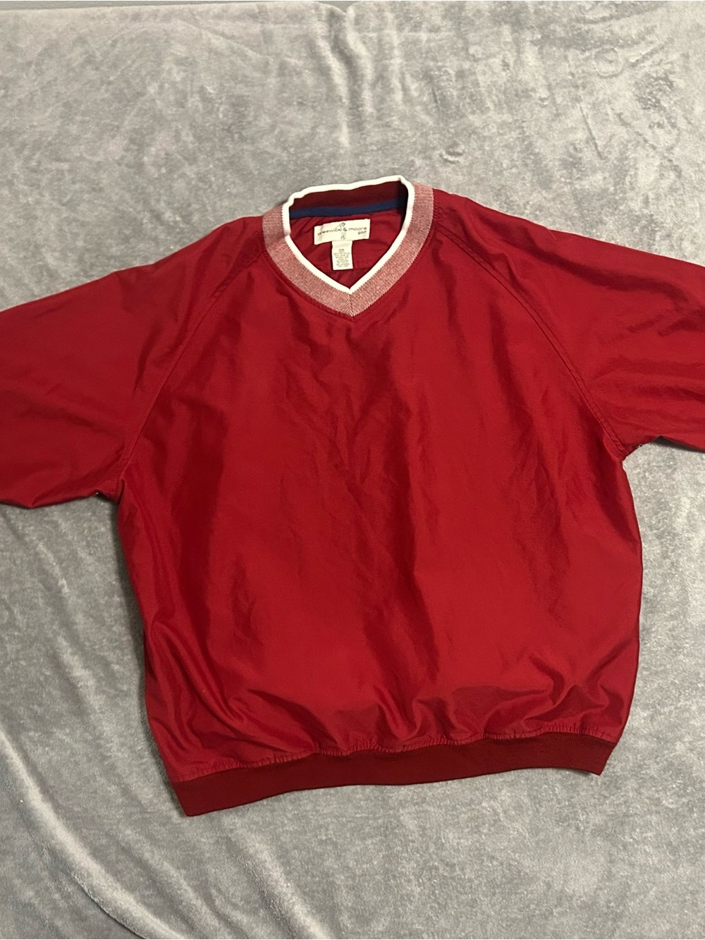 Preswick & Moore Red V-Neck Golf Pullover with White Trim